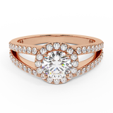 14K I1 Round Brilliant Diamond Engagement Ring Split Shank 1.40 Carat - Rose Gold