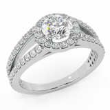 14K I1 Round Brilliant Diamond Engagement Ring Split Shank 1.40 Carat - White Gold