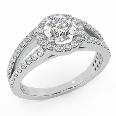 Round Brilliant Diamond Engagement Ring Split Shank 1.40 Carat White Gold