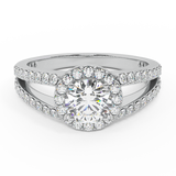 14K I1 Round Brilliant Diamond Engagement Ring Split Shank 1.40 Carat - White Gold