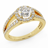 18K VS Round brilliant diamond engagement ring split shank 1.40 CTW - Yellow Gold