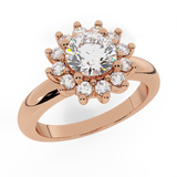 Classic Floral Halo Diamond Engagement Rings 18K Gold 1.30 carat-G,SI - Rose Gold