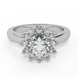 Classic Floral Halo Diamond Engagement Rings 18K Gold 1.05 carat-G,SI - White Gold
