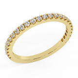 Exquisite Stacking French Pave Set Diamond Wedding Band 0.38 Ctw 18K Solid Gold (G,SI) - Yellow Gold