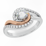 Ocean Wave Two-tone Promise Diamond Ring 14K Gold 0.75 ct-I,I1 - Rose Gold