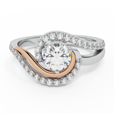 Ocean Wave Two-tone Promise Diamond Ring 14K Gold 0.75 ct-I,I1 - Rose Gold