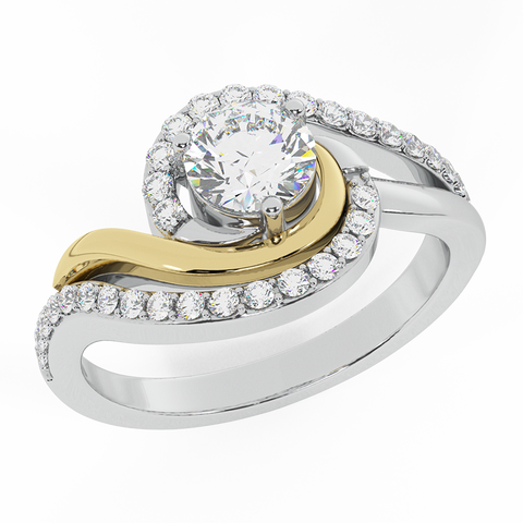 Ocean Wave Two-tone Promise Diamond Ring 14K Gold 0.75 Ctw (G,SI) - Yellow Gold