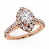 Petite Engagement Rings Marquise Cut Halo Style 14K Gold 1.10 ct-F,VS - Rose Gold