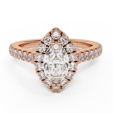 Petite Engagement Rings Marquise Cut Halo Style 18K Gold 1.10 ct-G,SI - Rose Gold