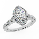 Petite Engagement Rings Marquise Cut Halo Style 18K Gold 1.10 ct-G,SI - White Gold