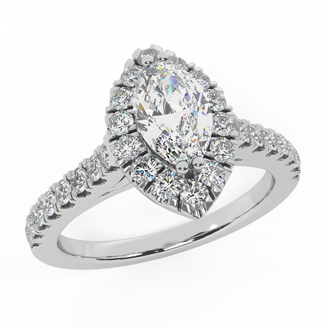 Petite Engagement Rings Marquise Cut Halo Style 14K Gold 1.10 ct-I,I1 - White Gold
