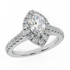 Petite Engagement Rings Marquise Cut Halo Style White Gold