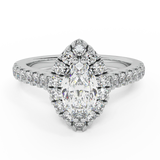 Petite Engagement Rings Marquise Cut Halo Style 14K Gold 1.10 ct-H,SI - White Gold