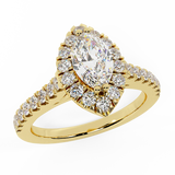 Petite Engagement Rings Marquise Cut Halo Style 18K Gold 1.10 ct-G,SI - Yellow Gold