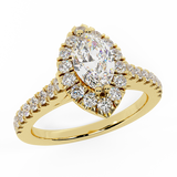 Petite Engagement Rings Marquise Cut Halo Style 14K Gold 1.10 ct-F,VS - Yellow Gold