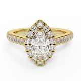 Petite Engagement Rings Marquise Cut Halo Style 18K Gold 1.10 ct-G,SI - Yellow Gold