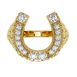 Men's Diamond Ring Horse-shoe 18K Gold Two-tone 0.56 ctw-G,VS - Yellow Gold