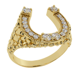 Men's Diamond Ring Horse-shoe 18K Gold Two-tone 0.56 ctw-G,VS - Yellow Gold