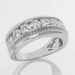 Mens Wedding Band Channel setting 1.90 ctw Diamond Ring White Gold