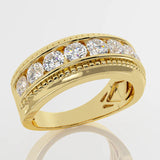18K Gold Mens Wedding Band Channel setting 1.90 ctw Diamond Ring (G,VS) - Yellow Gold