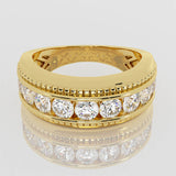 18K Gold Mens Wedding Band Channel setting 1.90 ctw Diamond Ring (G,VS) - Yellow Gold