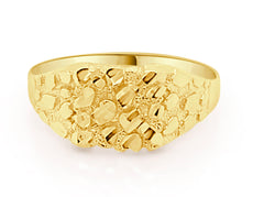 Gold Nugget Ring for Women 10K Yellow Gold 