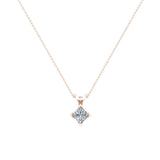 Princess Cut Kite Solitaire Diamond Necklace 14K Gold (G,VS1) - Rose Gold