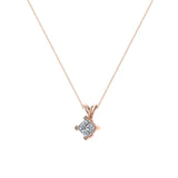 Princess Cut Kite Solitaire Diamond Necklace 14K Gold (G,VS2) - Rose Gold