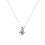 Princess Cut Kite Solitaire Diamond Necklace 14K Gold (I,I1) - White Gold