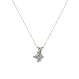 Princess Cut Kite Solitaire Diamond Necklace 14K Gold (G,I1) - White Gold