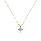 Princess Cut Kite Solitaire Diamond Necklace 14K Gold (G,I2) - Rose Gold