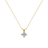 Princess Cut Kite Solitaire Diamond Necklace 14K Gold (G,I2) - Yellow Gold