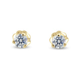 Three Prong Martini Style Diamond Earrings in 14k Gold (G,VS2) - Yellow Gold
