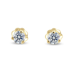 Natural Round Brilliant White Diamond Martini Earrings in Yellow Gold