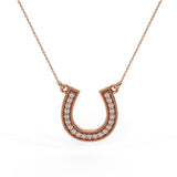 Horseshoe Diamond Necklace for Women 14K Gold 0.30 cttw (L,I2) - Rose Gold