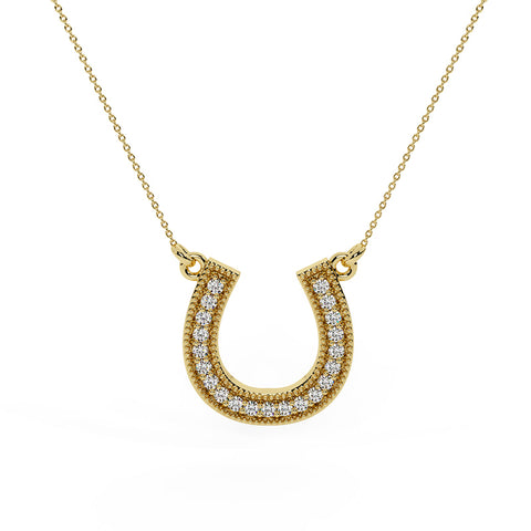 Horseshoe Diamond Necklace for Women 14K Gold 0.30 cttw (L,I2) - Yellow Gold