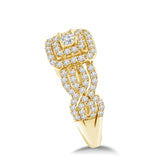 Intertwined Wavy Diamond Wedding Ring Set 18K White or Yellow Gold (G,VS) - Yellow Gold