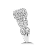 Intertwined Wavy Diamond Wedding Ring Set 14K White or Yellow Gold (I,I1) - White Gold