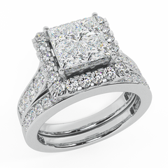 Princess Cut Wedding Rings Set for Women White Gold