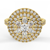 1.25 Ct Double Halo with Solitaire look Diamond Cluster Ring 14K Gold-G,SI - Yellow Gold