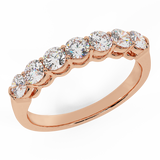 0.70 ct 7 Stone Diamond Wedding Band Ring 14K Gold I-I1 - Rose Gold