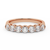 0.70 ct 7 Stone Diamond Wedding Band Ring 14K Gold I-I1 - Rose Gold
