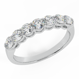 0.70 ct 7 Stone Diamond Wedding Band Ring 14K Gold I-I1 - White Gold
