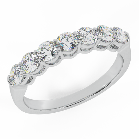 0.70 ct 7 Stone Diamond Wedding Band Ring 14K Gold G-SI - White Gold