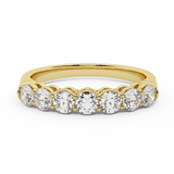 0.70 ct 7 Stone Diamond Wedding Band Ring 14K Gold I-I1 - Yellow Gold