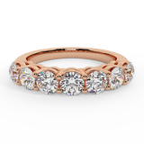 1.25 ct tw 7 Stone Diamond Wedding Band Ring 14K Gold-G,SI - Rose Gold