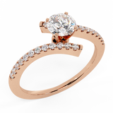 14K Gold Diamond Promise Ring Bypass Setting 0.50 ct (G,VS) - Rose Gold