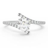 18k Gold Diamond Promise Ring Bypass Setting 0.50 ct (G,VS) - White Gold
