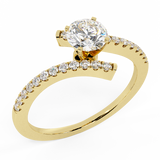 18k Gold Diamond Promise Ring Bypass Setting 0.50 ct (G,VS) - Yellow Gold
