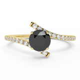 0.50 ct Black & White Promise Ring Bypass Setting 14k Gold-SI - Yellow Gold